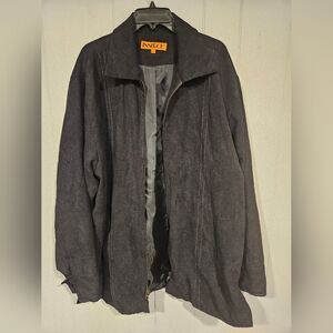 Inserch Mens XL Microfiber Faux Suede Jacket Black Full Zip Lined Button Cuff